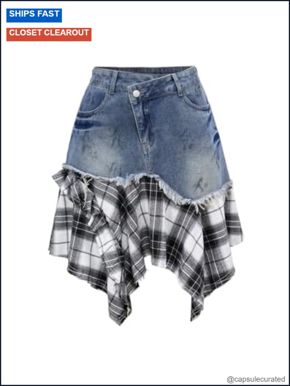 Women's Plus Size Plaid Denim A-Line Skirt | Flowy Vintage Punk Skirt